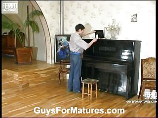 Antsy stud kneading mature vagina longing for rabid dicking by the piano